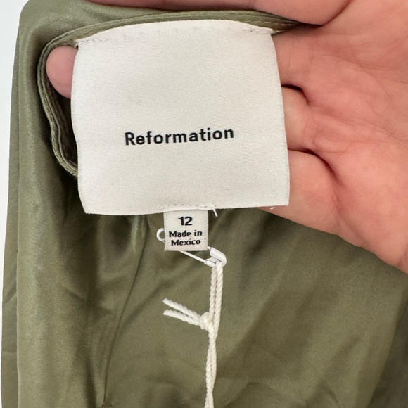 Reformation NWT Casette Silk Dress Size 12 in Artichoke - Picture 11 of 14